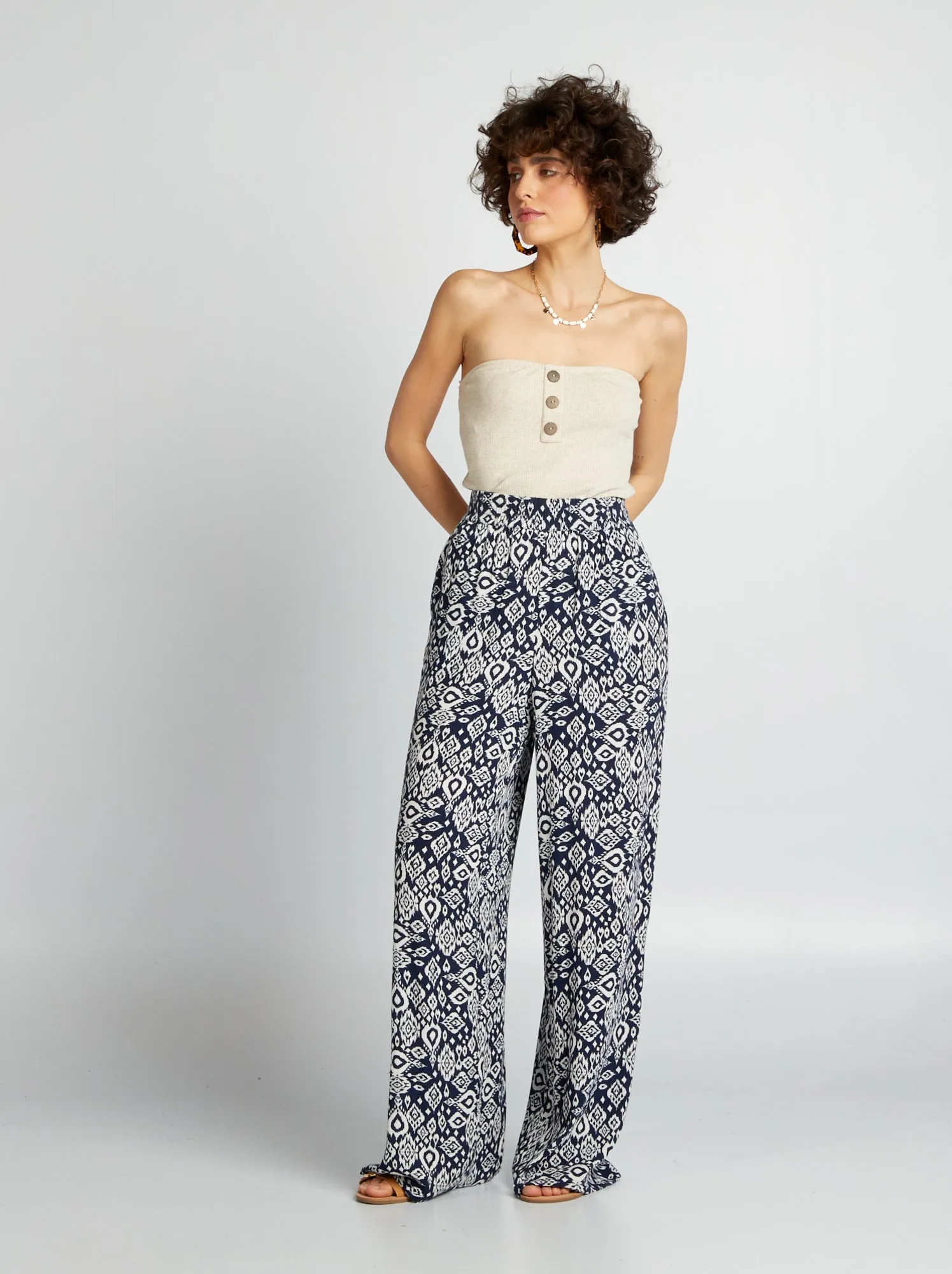 Pantaloni larghi stampati - BLU