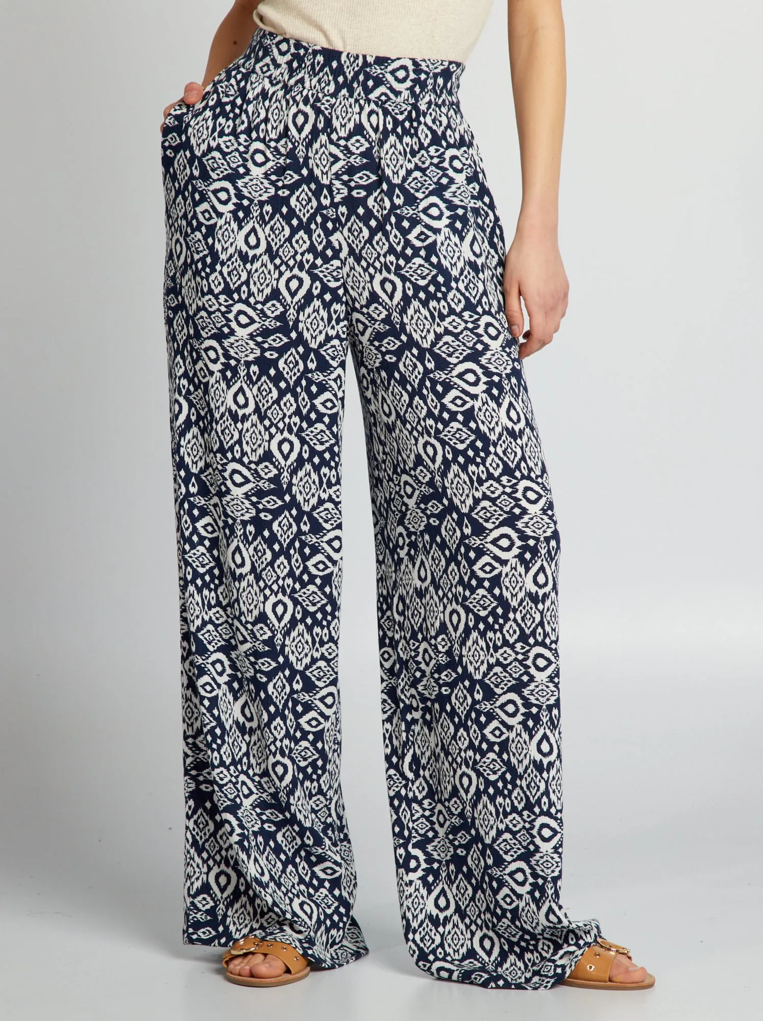 Pantaloni larghi stampati - BLU