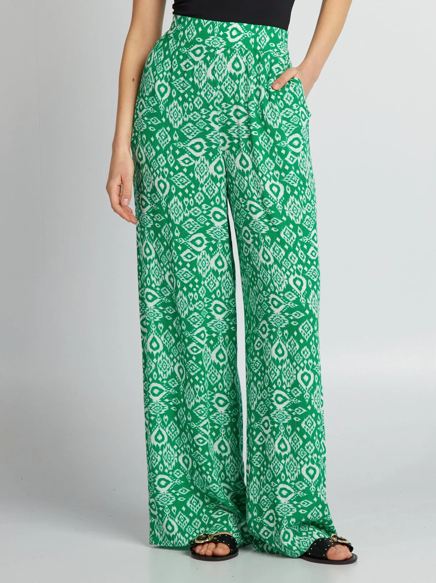 Pantaloni larghi stampati - VERDE