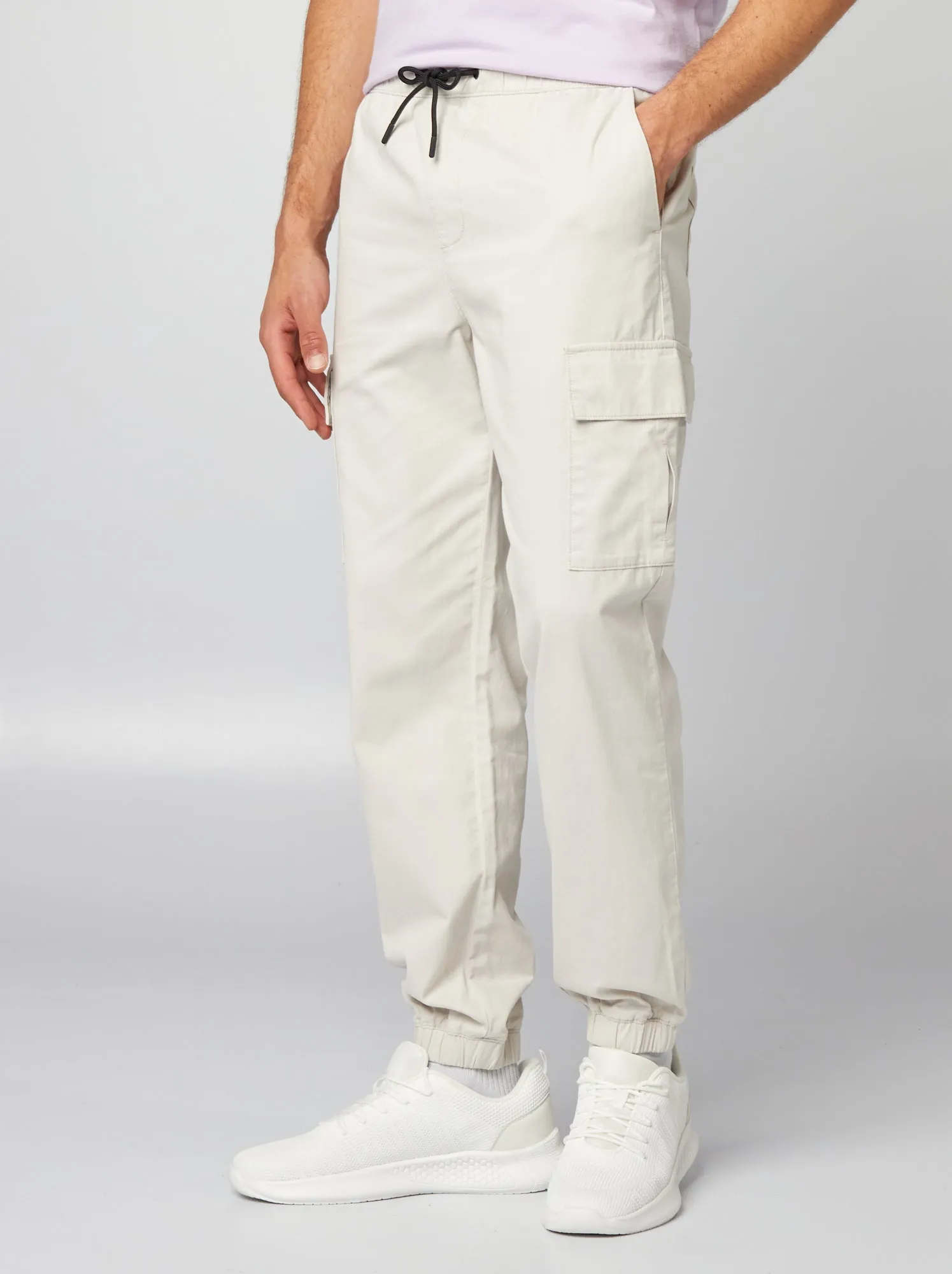 Pantaloni multitasche tinta unita - GRIGIO