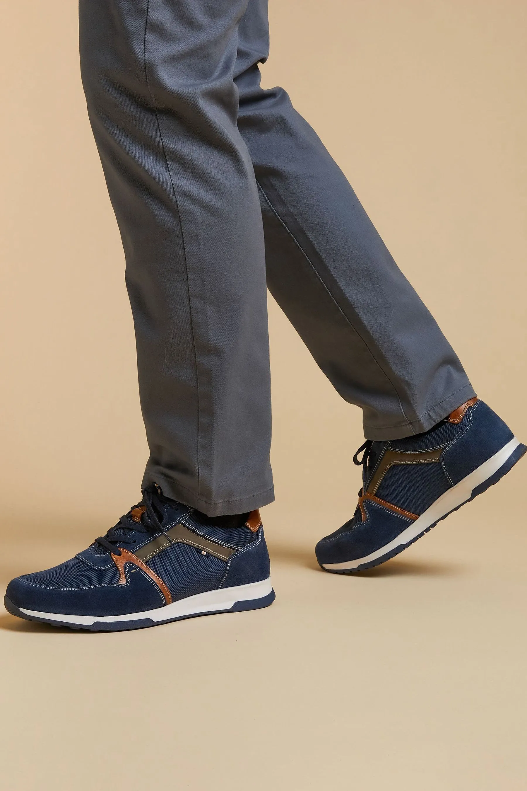 Pavers Blu - Scarpe da ginnastica stringate in pelle