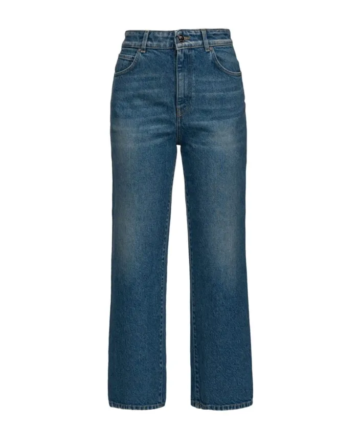 PINKO Jeans Donna 1J10TQ Y82M SVEVA A-EE Denim riciclato straight-fit cinque tasche F57 DENIM DARK