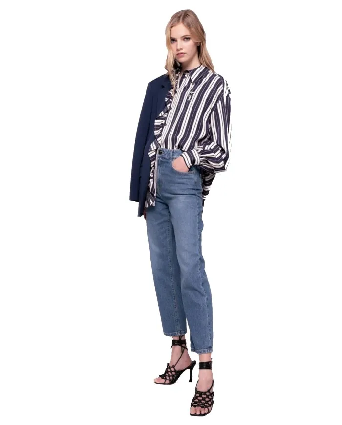 PINKO Jeans Donna 1J10TQ Y82M SVEVA A-EE Denim riciclato straight-fit cinque tasche F57 DENIM DARK