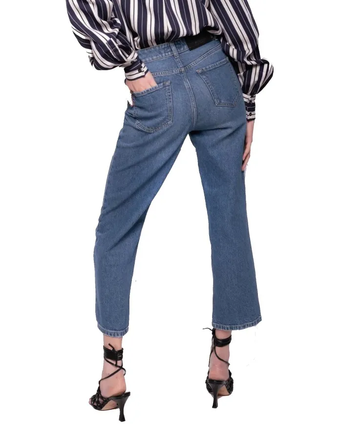 PINKO Jeans Donna 1J10TQ Y82M SVEVA A-EE Denim riciclato straight-fit cinque tasche F57 DENIM DARK