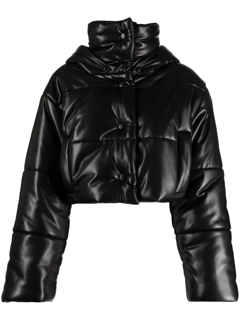 Piumino crop con cappuccio in nero - donna