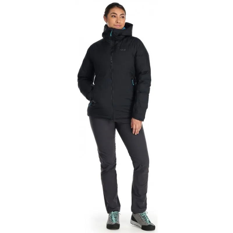 Piumino da donna Rab Valiance (Nero/Aquamarina)