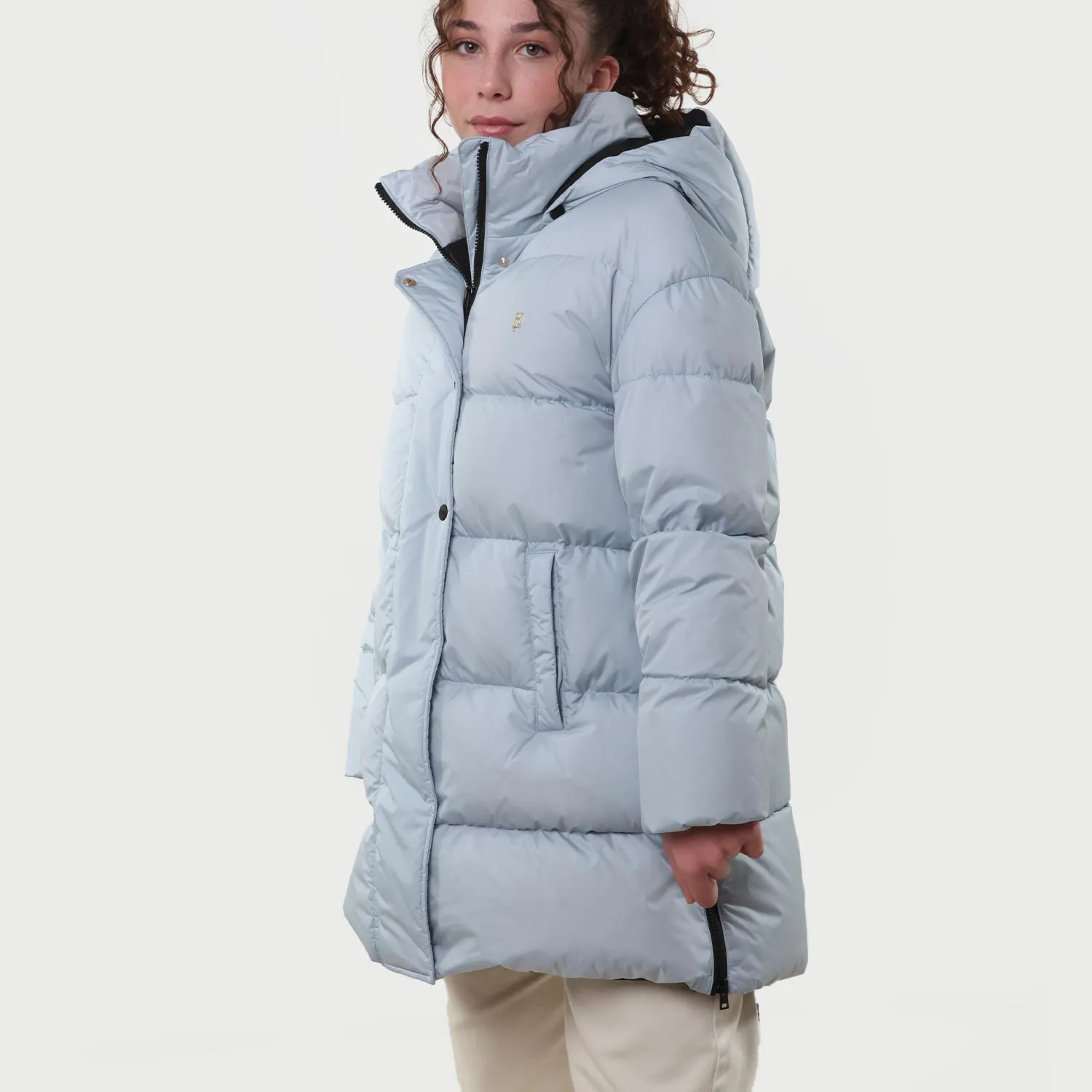Piumino Lungo Herno Celeste In Nylon Chamonix