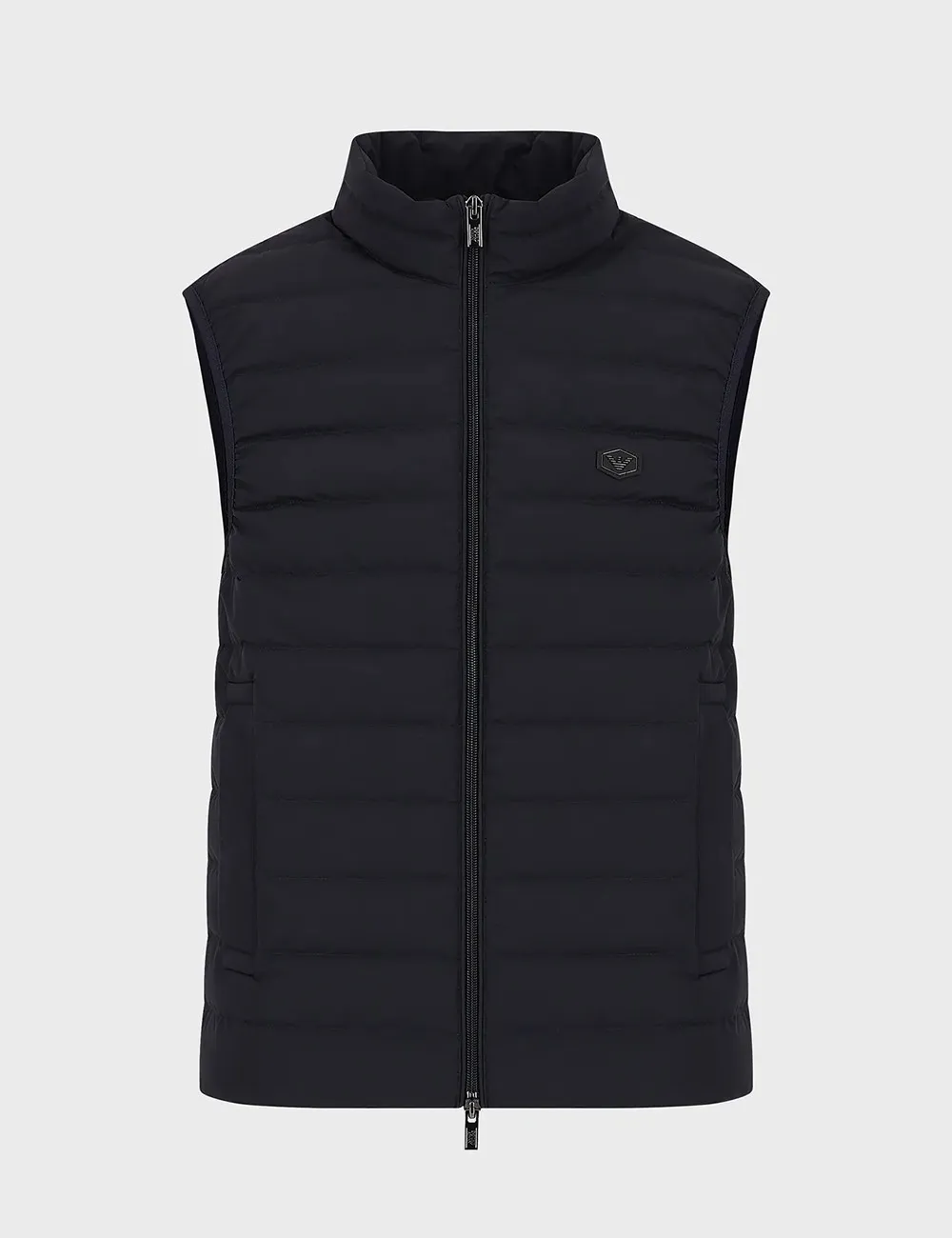 Piumino Smanicato Trapuntato in Nylon Blu Navy