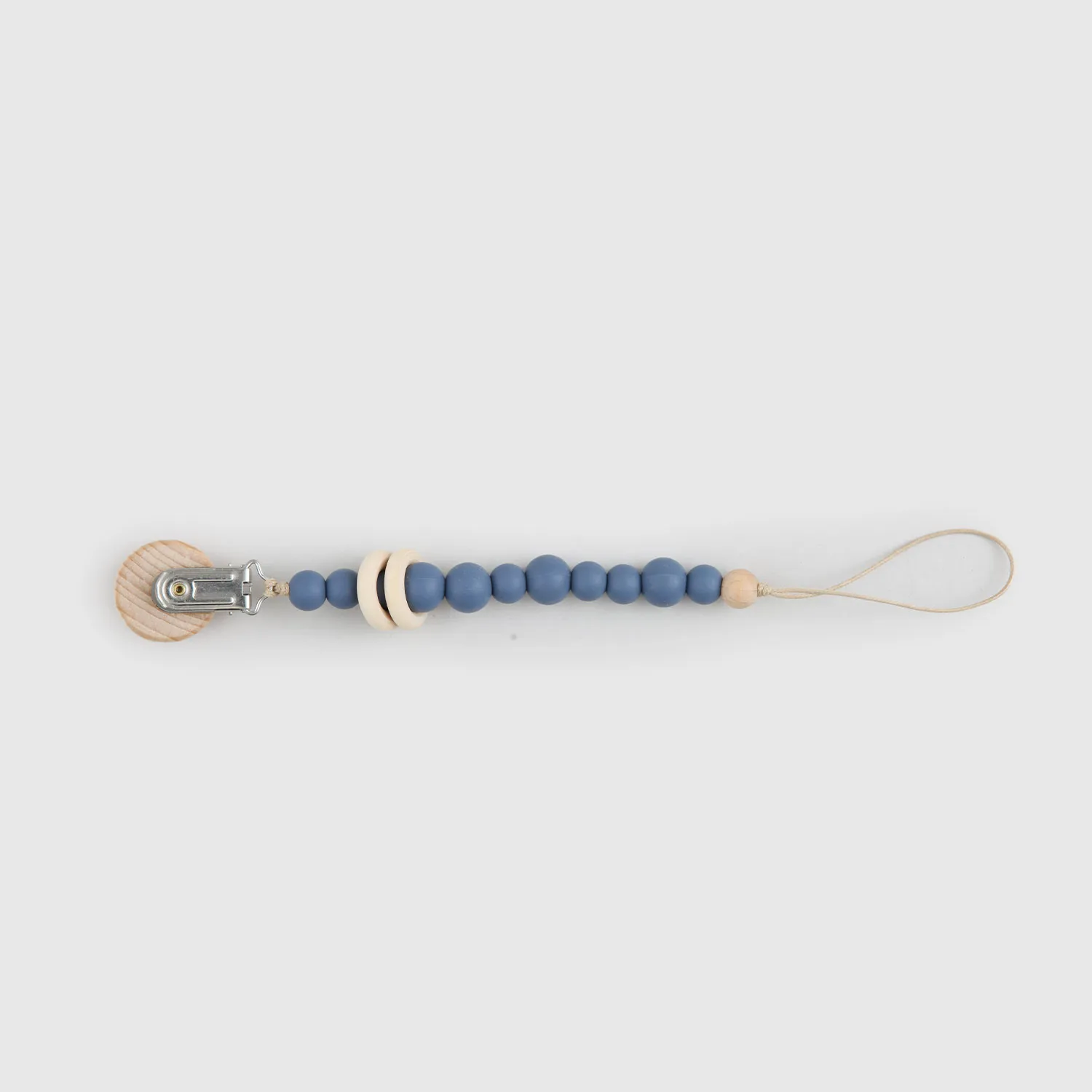 Porta Ciuccio Blu Con Perline In Silicone