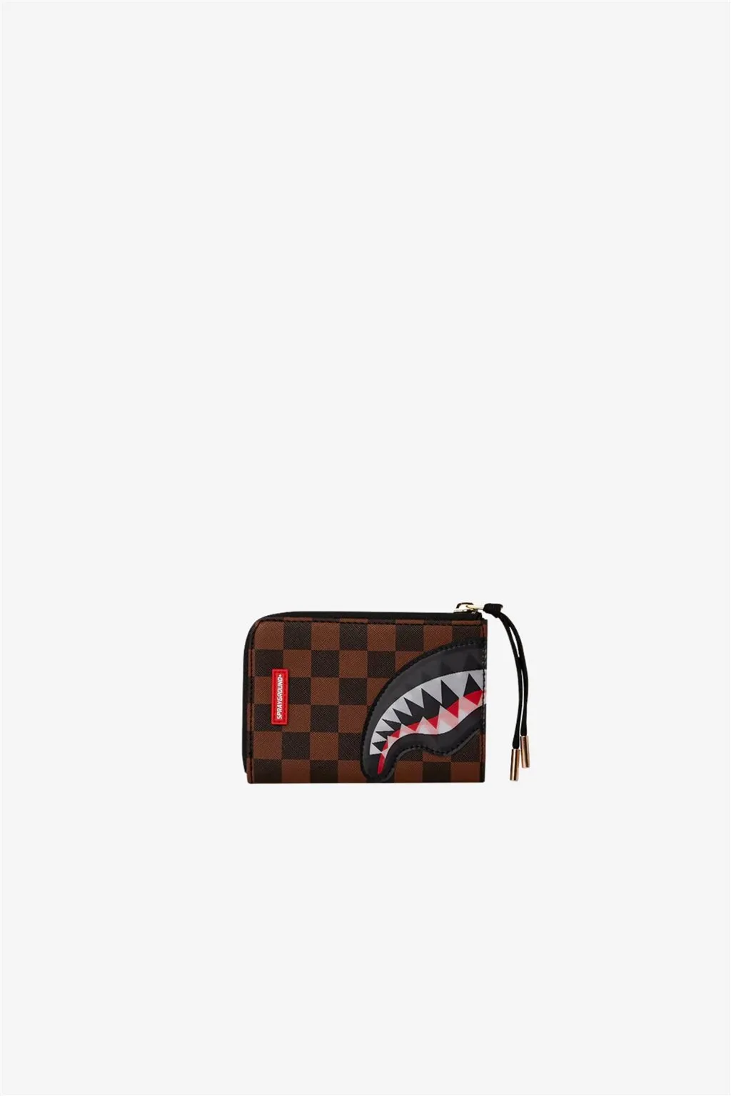 Portafoglio a quadri nero marrone Sprayground con portamonete Shark in Paris lenticular chomp 6526