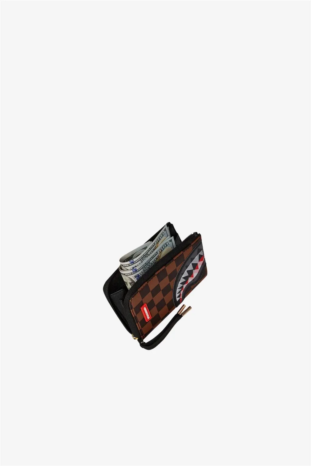Portafoglio a quadri nero marrone Sprayground con portamonete Shark in Paris lenticular chomp 6526