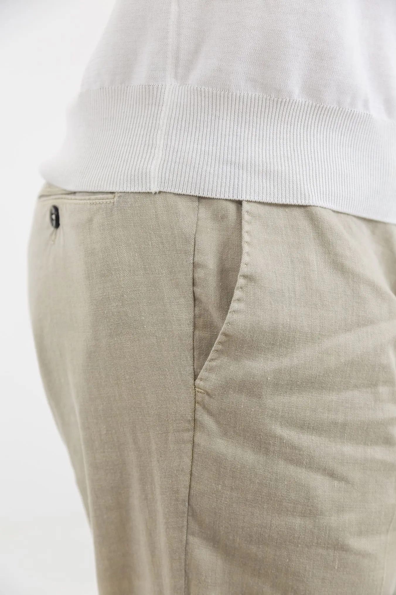 PT Pantaloni con Coulisse Removibile Lino e Cotone Beige