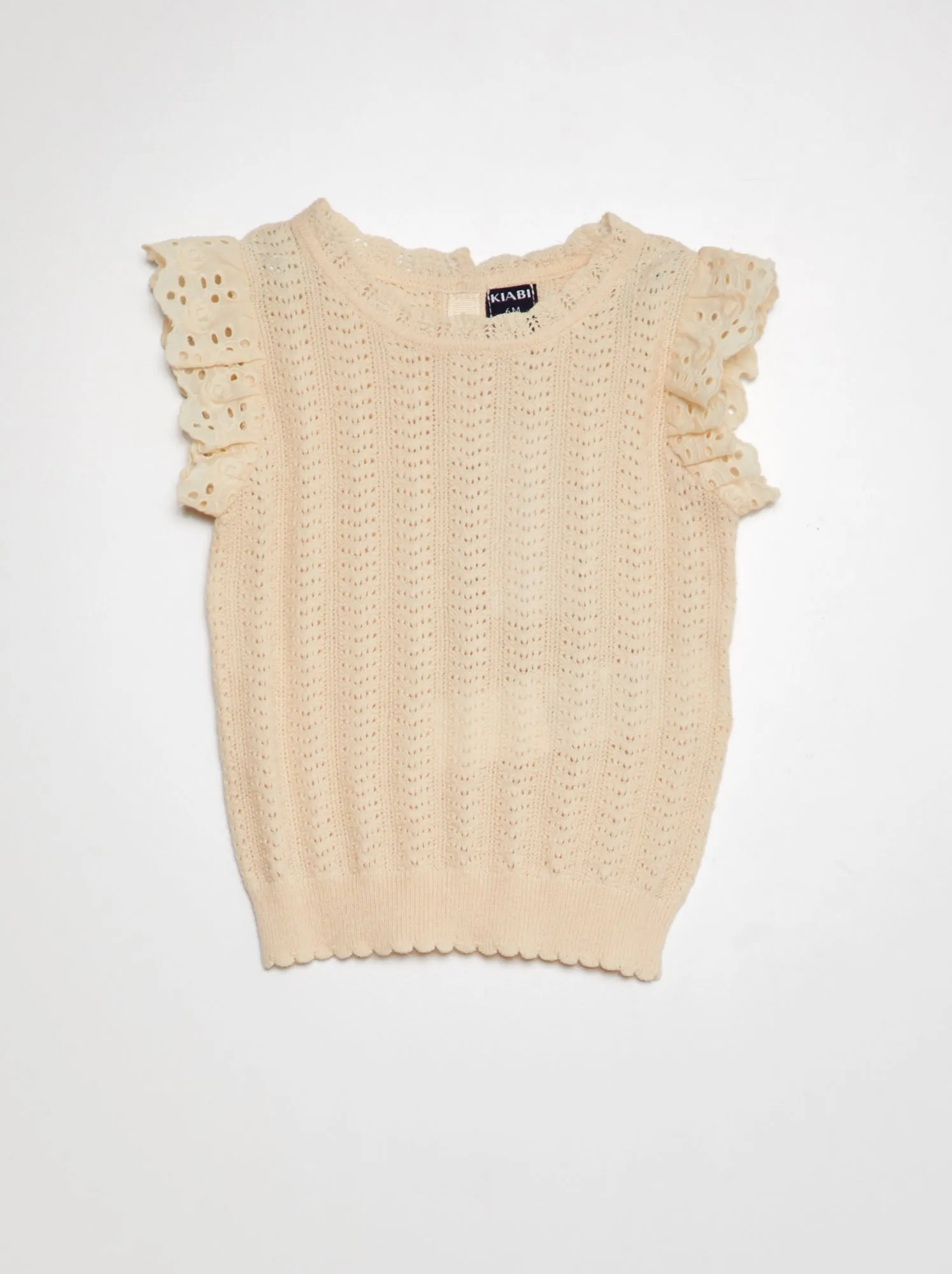 Pullover traforato con maniche corte - BIANCO