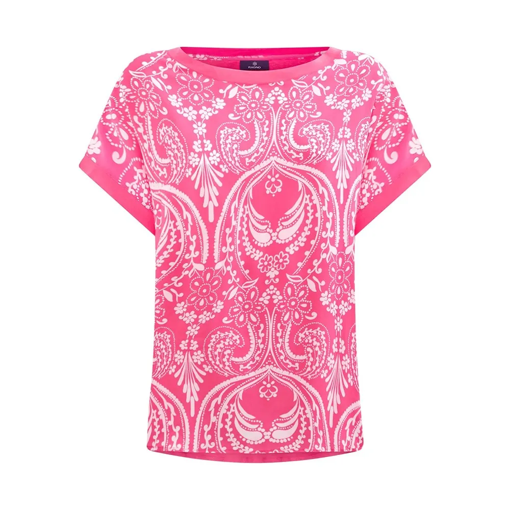 Ragno Maglietta Girocollo in Viscosa Summer – Fant.Bandana Hot Pink dn03tx