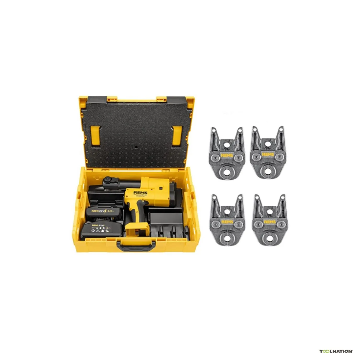 Rems 576044 R220 Akku-Press 22V ACC Connected BP SET M 15+18+22+ 28 Pressa di precisione in L-Boxx