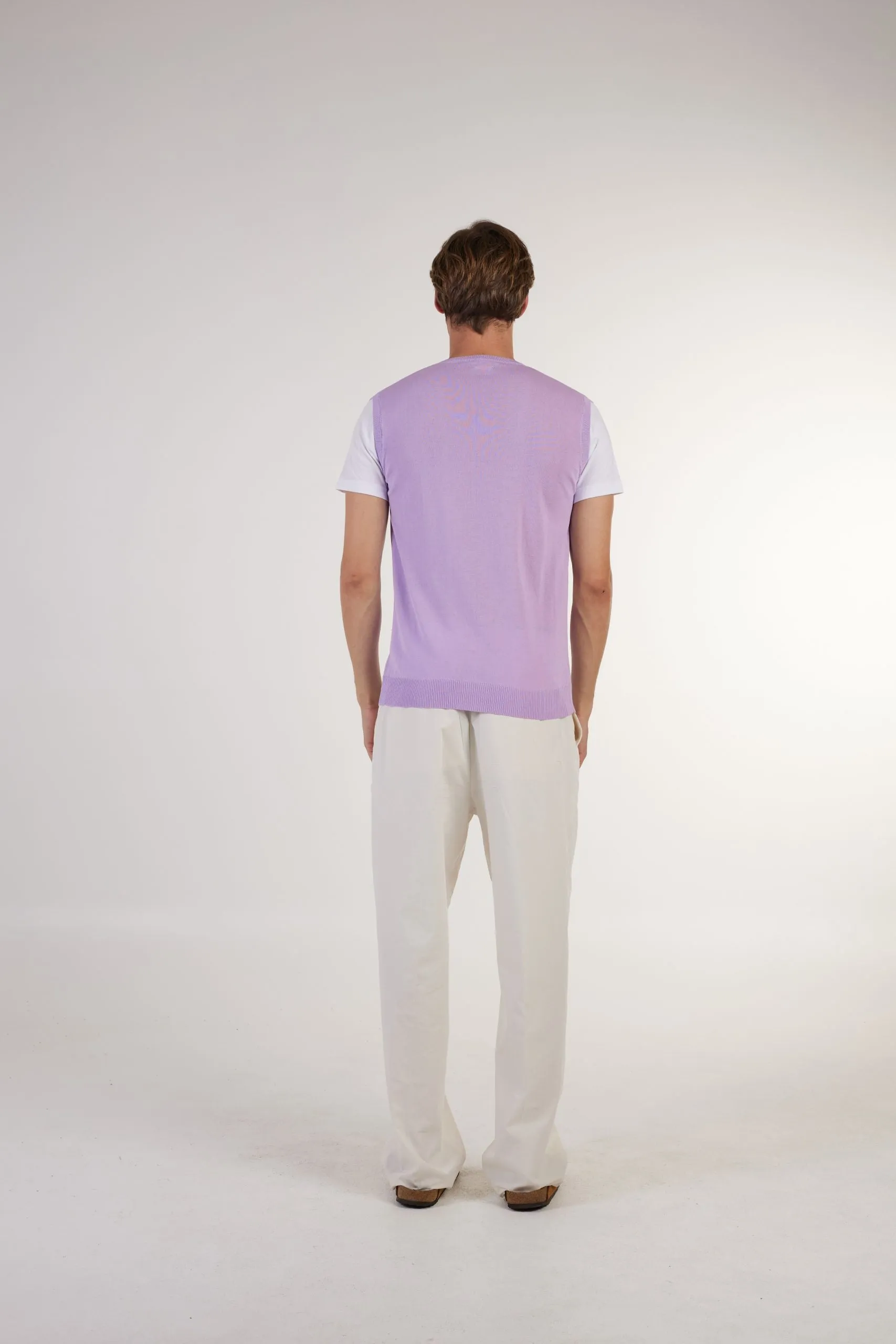 S3-0576 Gilet V con T-Shirt Lilla Man  