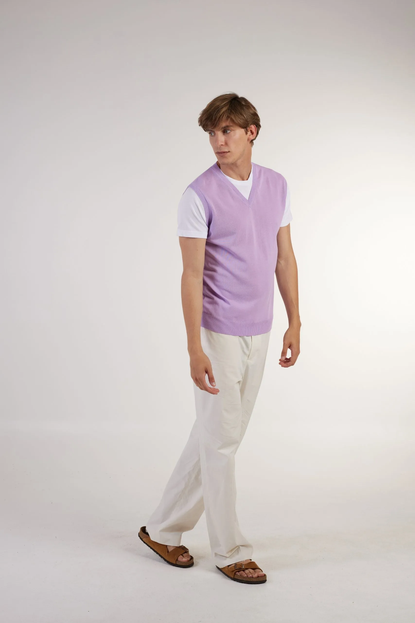 S3-0576 Gilet V con T-Shirt Lilla Man  