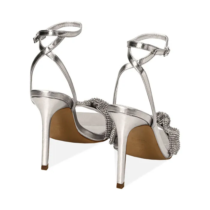 Sandali argento con strass, tacco 10,5 cm