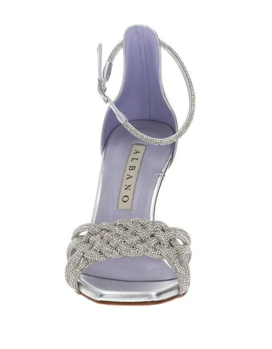 SANDALI ARGENTO MULTI TRECCIA STRASS