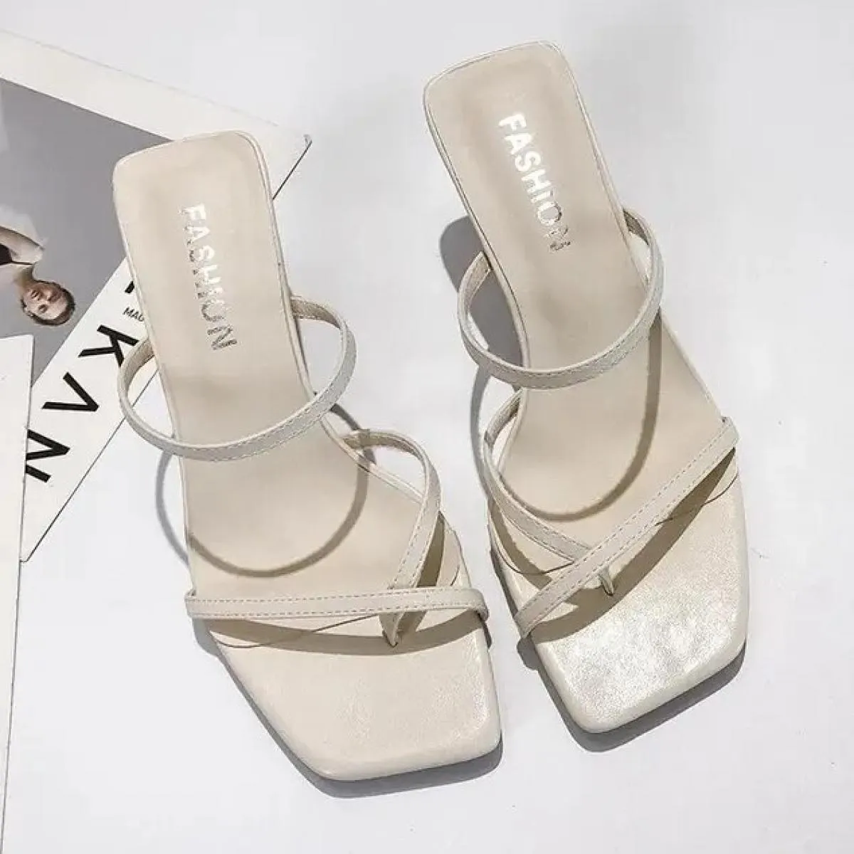 Sandali con tacco alto classici da donna estivi Sandali con cinturino bianco Sandali moda donna Sandali con tacco sottile Sandal
