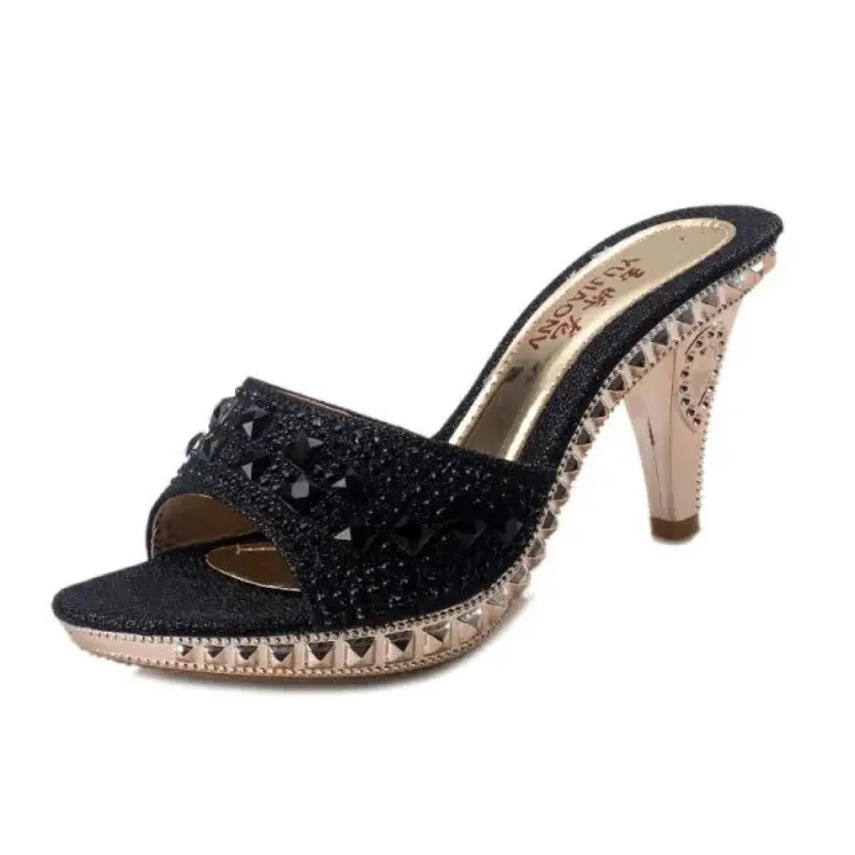 Sandali da donna estivi Scarpe da donna con strass Scarpe con tacco alto Sandali da donna Pantofole da donna in oro argento Sand