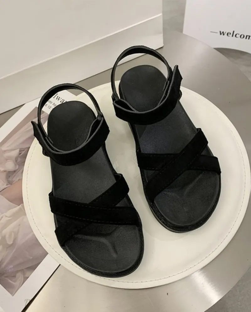 Sandali da donna Scarpe casual da donna con ganci a strappo Femmes Open Toe Sand