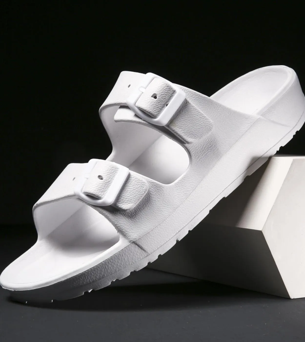 Sandali da uomo Pantofole Doppia fibbia Slide Sandali Eva Pantofole da spiaggia Scarpe casual estive Scarpe basse Uni Jelly Scar