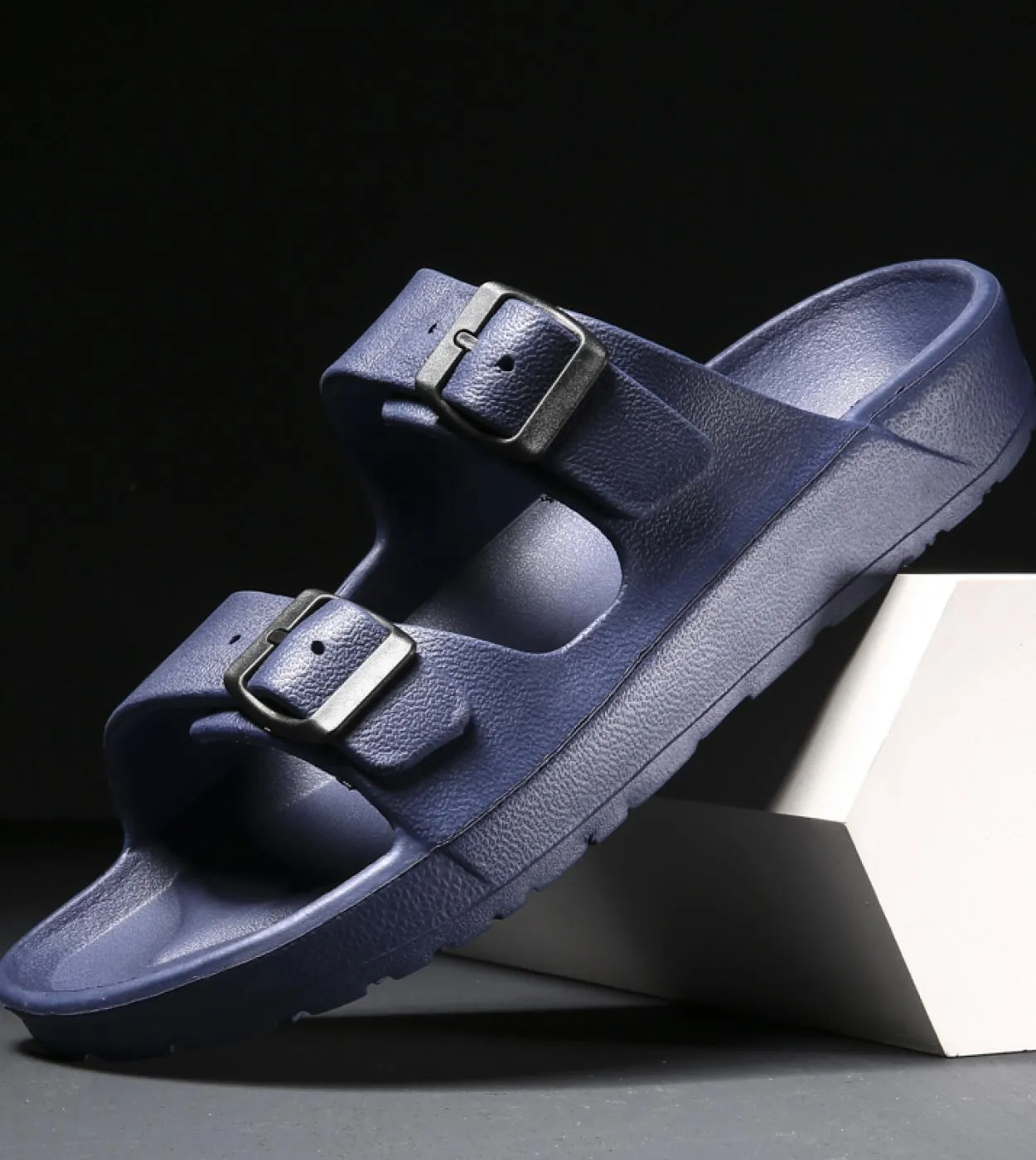 Sandali da uomo Pantofole Doppia fibbia Slide Sandali Eva Pantofole da spiaggia Scarpe casual estive Scarpe basse Uni Jelly Scar