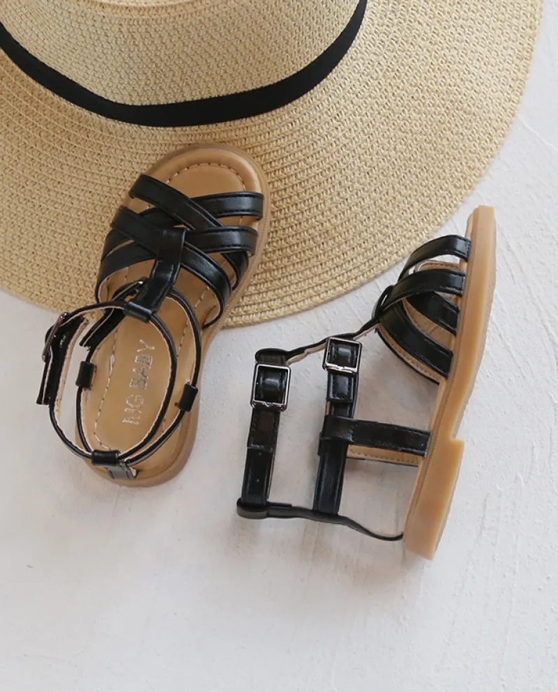 Sandali per ragazze Estate Principessa Scarpe romane Tendenza Moda Scarpe da spiaggia casual per bambini con suola morbida