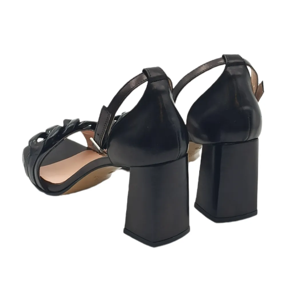 Sandalo donna tacco alto con catena King of hearts E22132 NERO