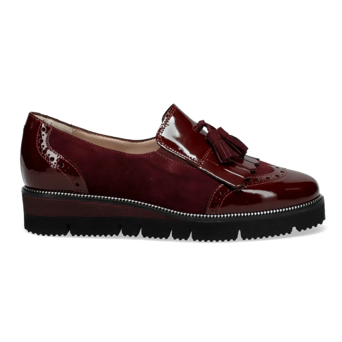 Scarpa slip on Sangiorgio bordeaux con frangia e nappine