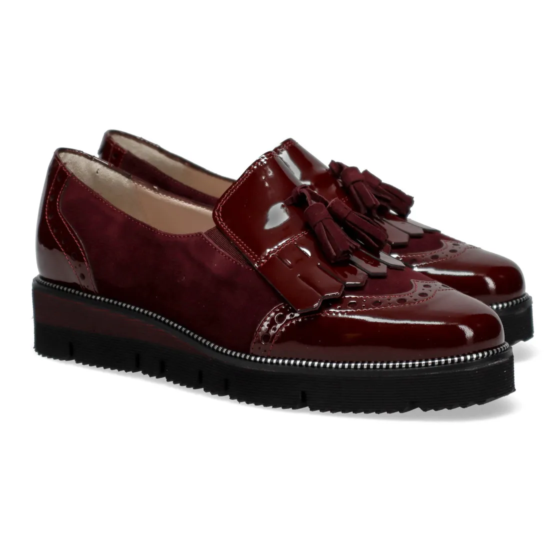 Scarpa slip on Sangiorgio bordeaux con frangia e nappine