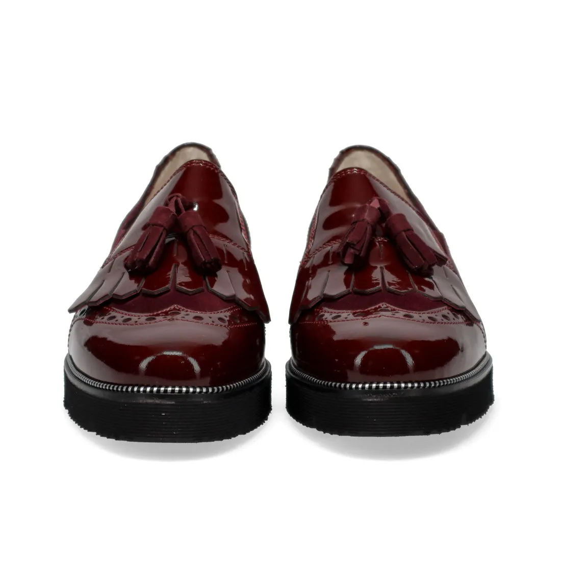 Scarpa slip on Sangiorgio bordeaux con frangia e nappine