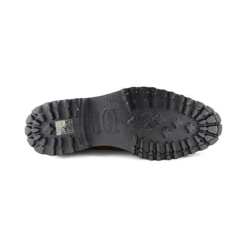 Scarpe doppia fibbia in pelle color cuoio con suola in vibram