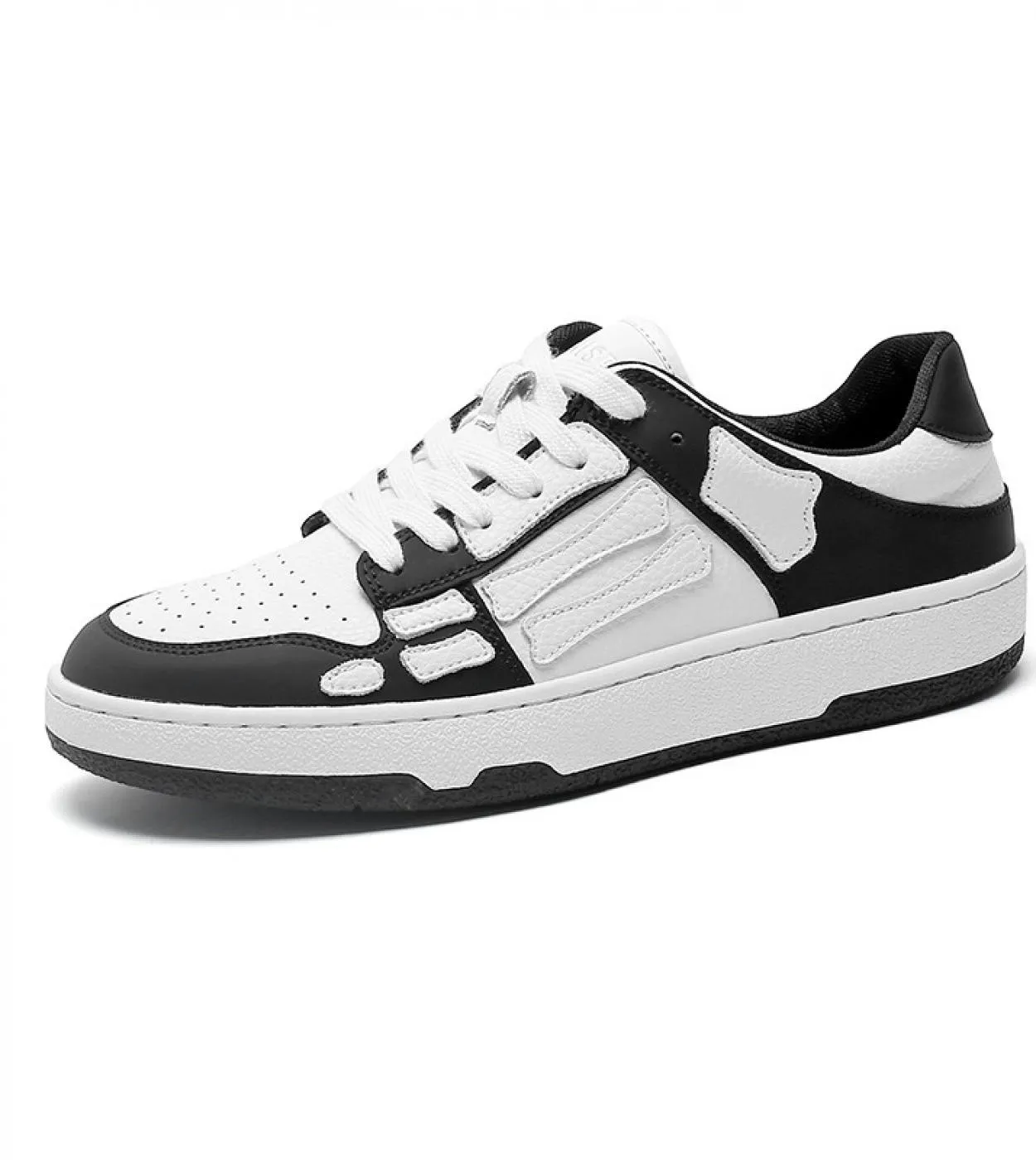 Scarpe in osso da uomo Sneakers traspiranti verdi Scarpe casual in pelle da uomo Scarpe stringate da uomo Skel Flats Grigio Nero