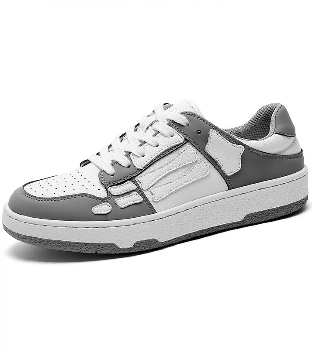 Scarpe in osso da uomo Sneakers traspiranti verdi Scarpe casual in pelle da uomo Scarpe stringate da uomo Skel Flats Grigio Nero