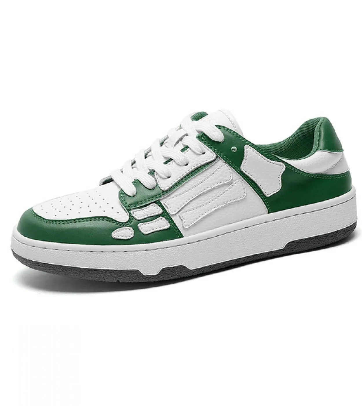 Scarpe in osso da uomo Sneakers traspiranti verdi Scarpe casual in pelle da uomo Scarpe stringate da uomo Skel Flats Grigio Nero