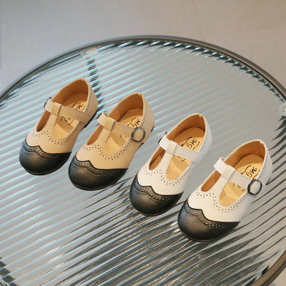 Scarpe in pelle da ragazza alla moda T legate Scarpe da scuola personalizzate per studenti con cuciture casual Scarpe da princip