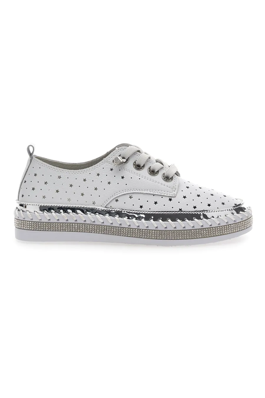 Scarpe Stringate Bianche con Strass Cafè Cost 23011
