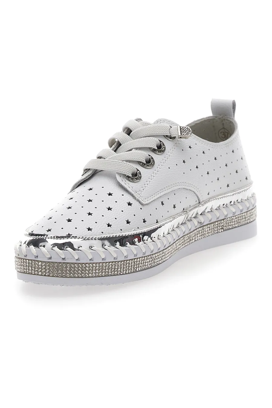 Scarpe Stringate Bianche con Strass Cafè Cost 23011