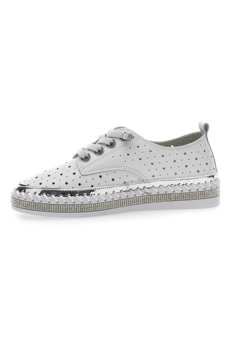 Scarpe Stringate Bianche con Strass Cafè Cost 23011