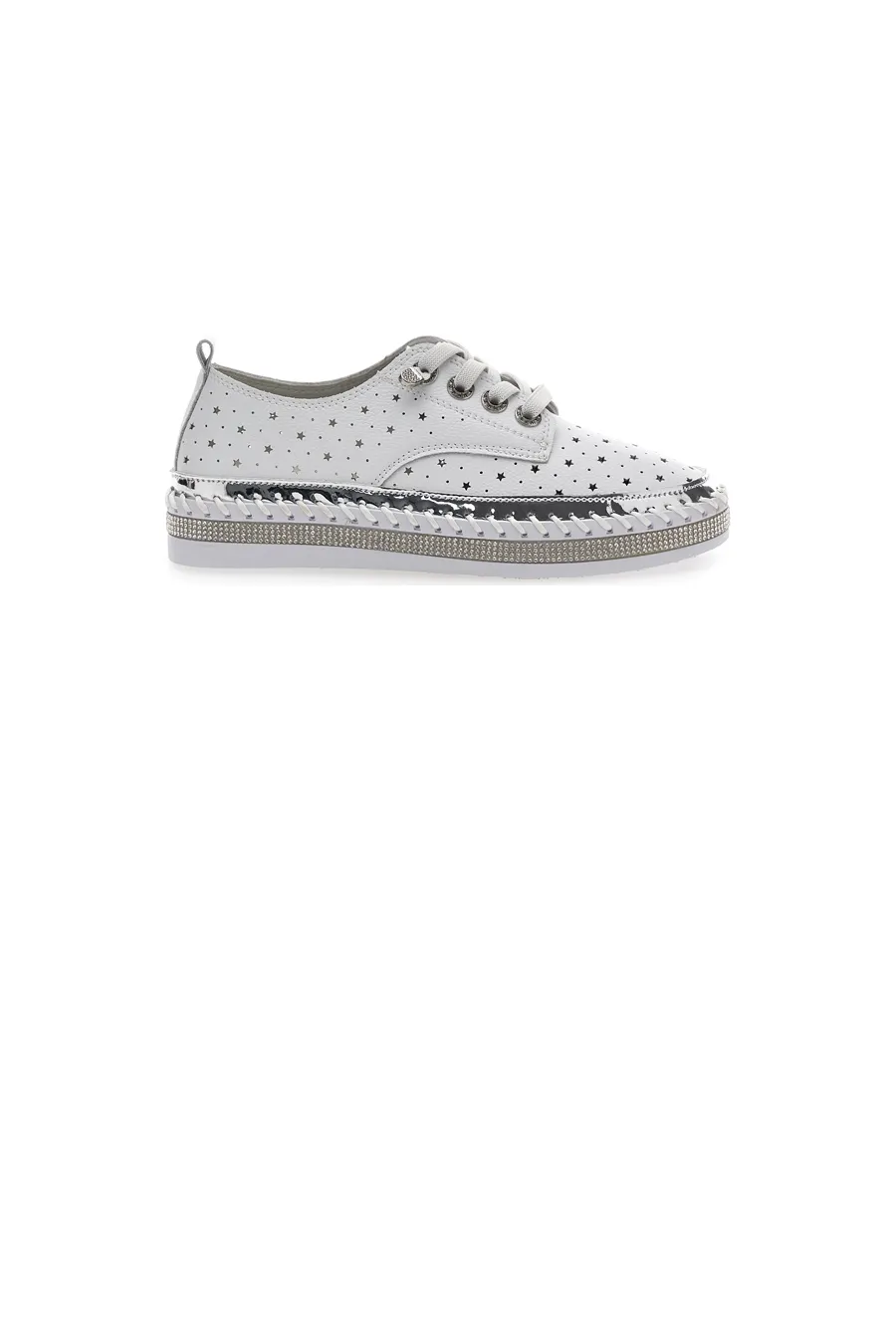 Scarpe Stringate Bianche con Strass Cafè Cost 23011