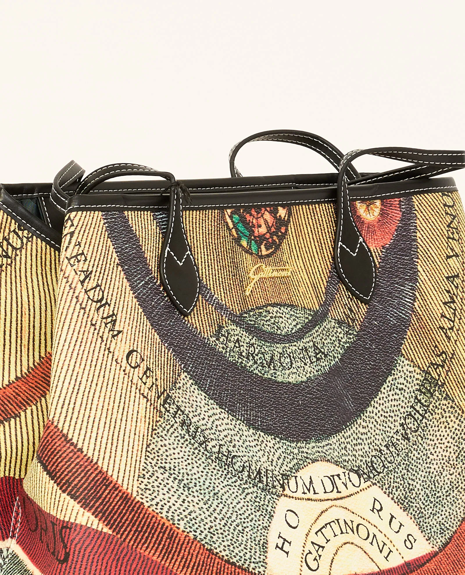 Shopping bag grande in pelle di Gattinoni stampa Planetarium