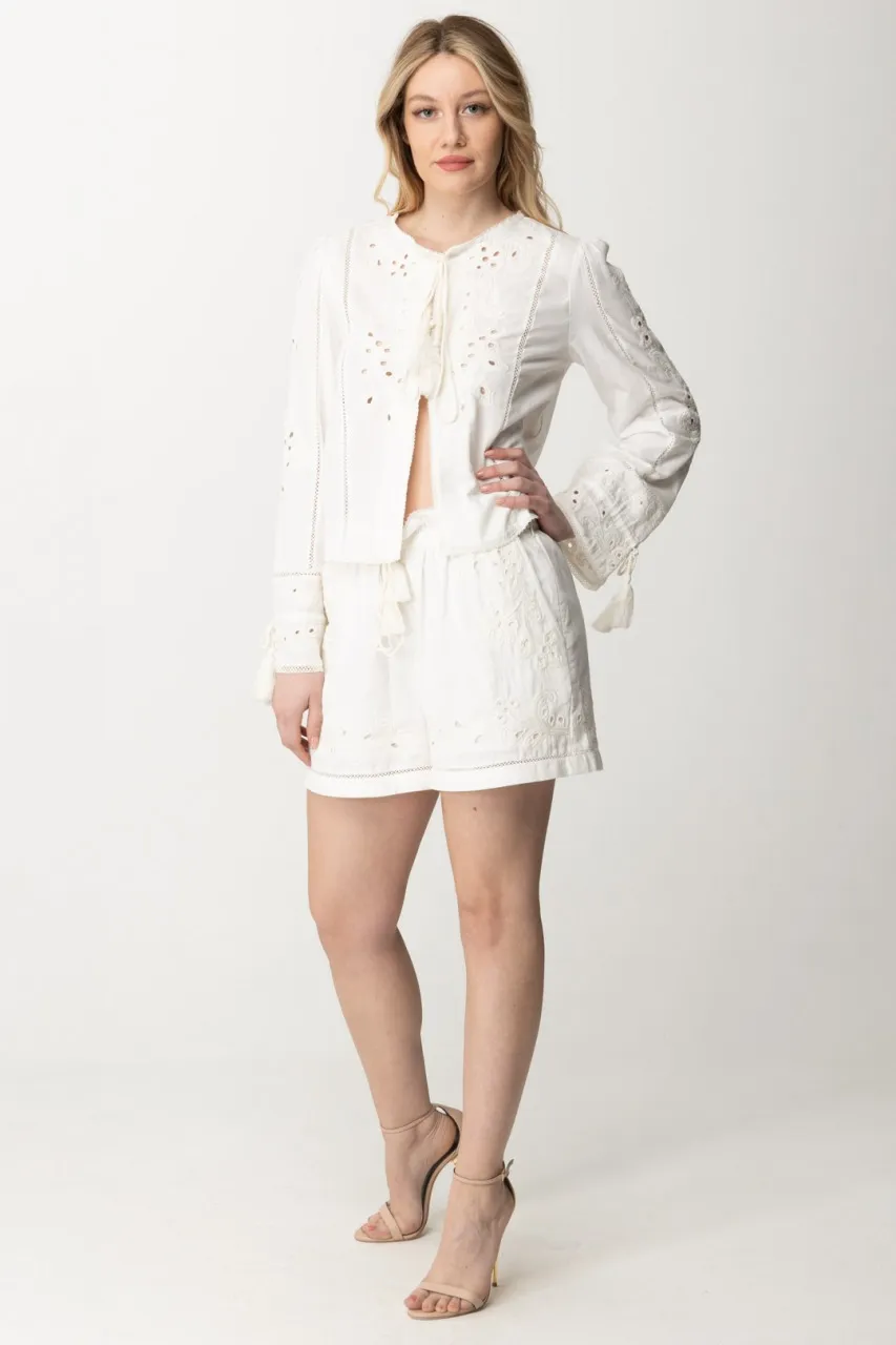 Shorts con ricami e coulisse BIANCO OTTICO