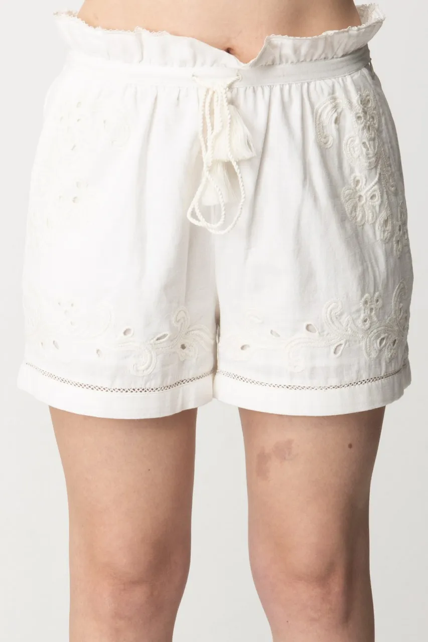 Shorts con ricami e coulisse BIANCO OTTICO