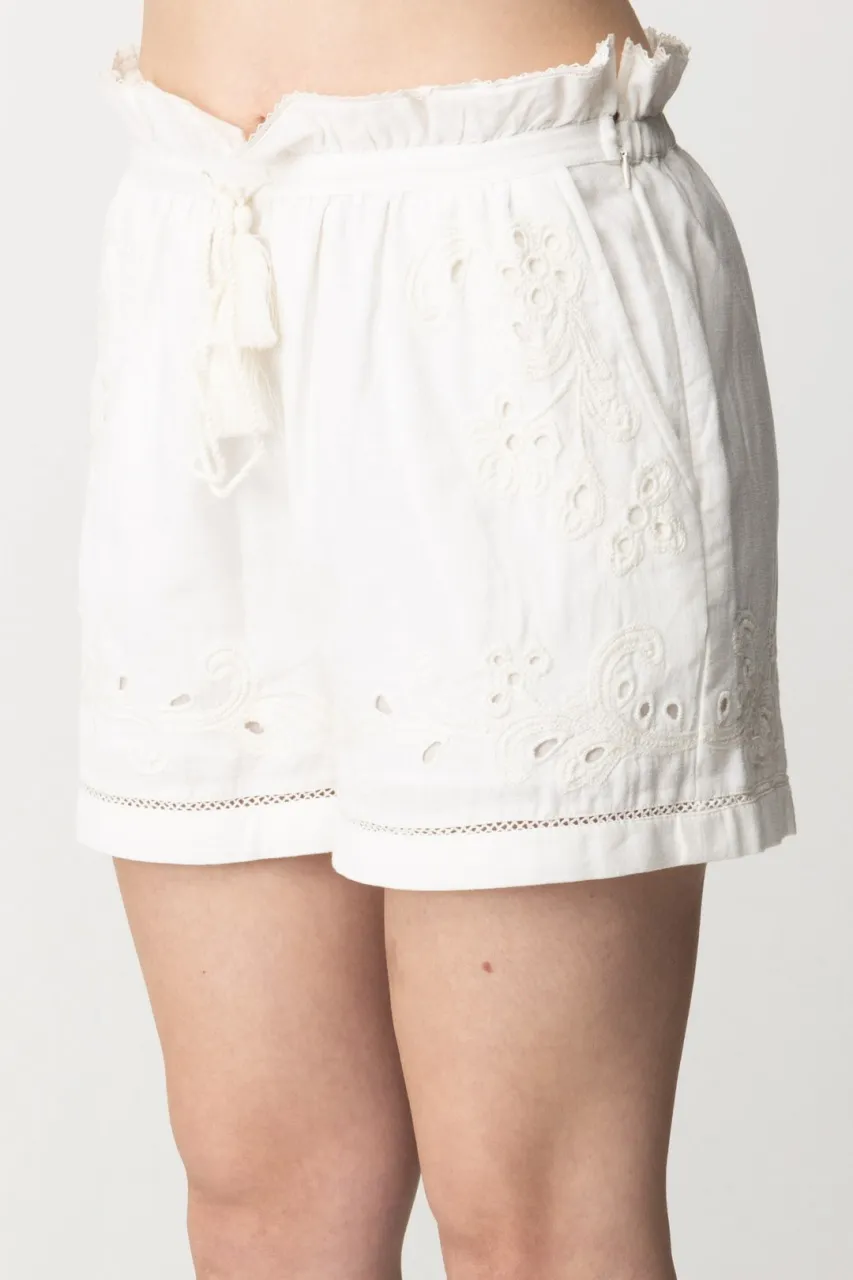 Shorts con ricami e coulisse BIANCO OTTICO