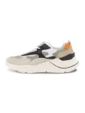 Sneakers D.A.T.E. FUGA DRAGON ARMY in camoscio e tessuto bianco e cognac