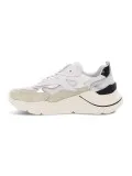 Sneakers D.A.T.E. FUGA DRAGON WHITE-BEIGE in pelle e laminato bianco e argento