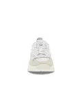 Sneakers D.A.T.E. FUGA DRAGON WHITE-BEIGE in pelle e laminato bianco e argento