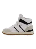 Sneakers D.A.T.E. SPORT HIGH CLASS WHITE-BLACK in pelle e camoscio bianco e nero
